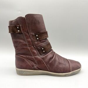 Cloud Footwear Womens 39 Arlo Boots Burgundy Leather Faux Fur Lined Winter Boho